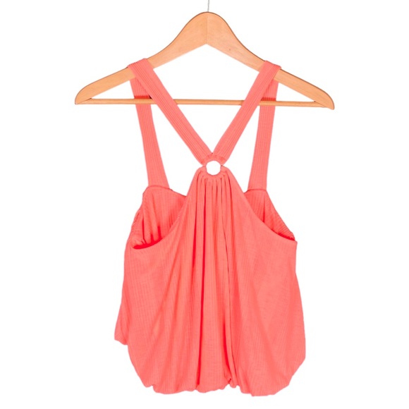 Free People Tops - Free People Shirt Women’s Size Medium Just A Fling Coral Bubble Crop Tank Top M